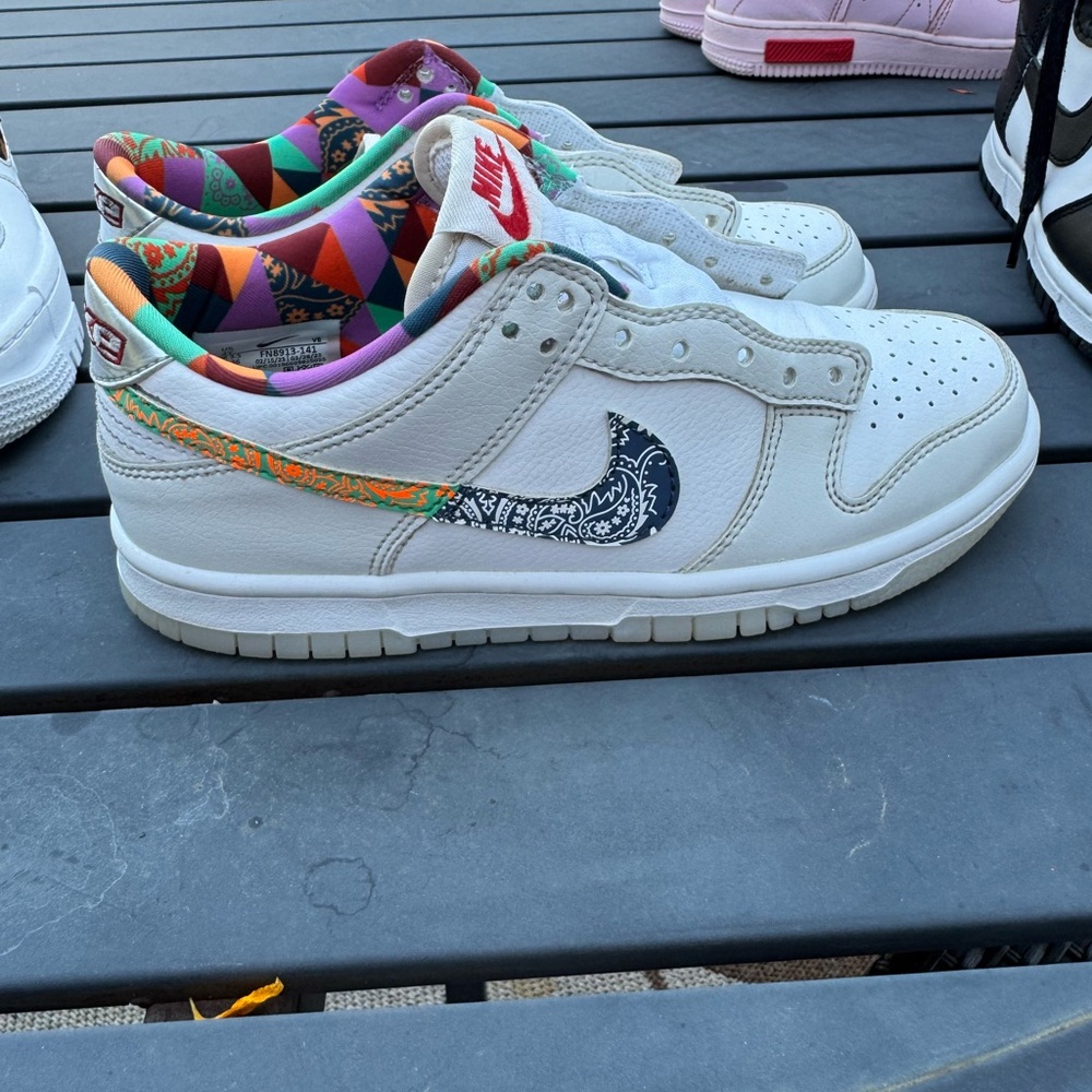 Fun Nike Dunk Gray/White Sneakers with Colorful Accents
